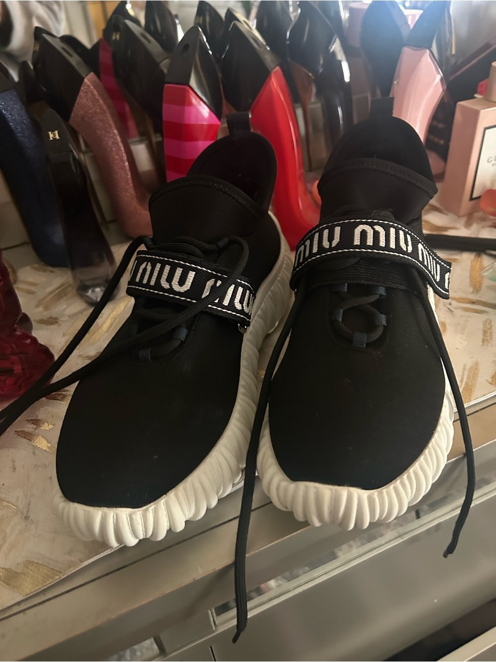 Miu Miu Logo-Strap Sock Sneakers - New!